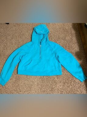 Lululemon Scuba Oversized Half Zip Hoodie in Electric Turquoise